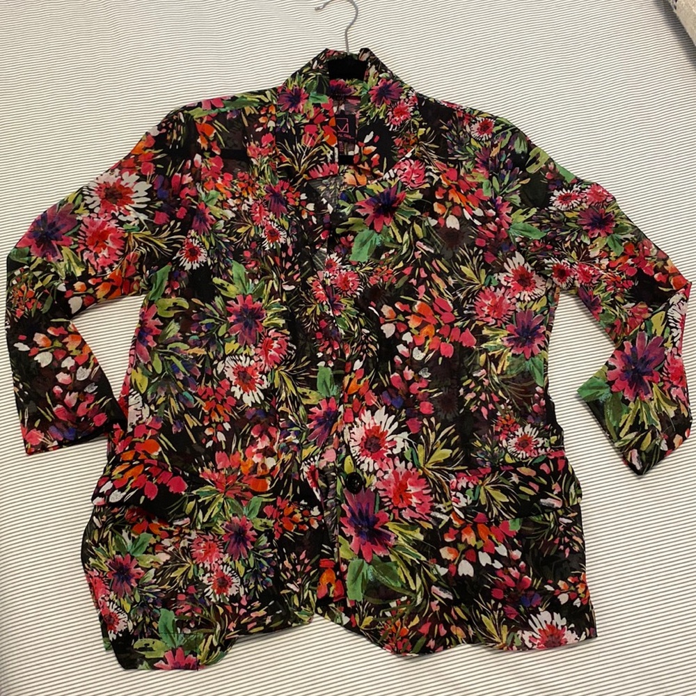 MATERIAL GIRL floral sheer blazer SZ L